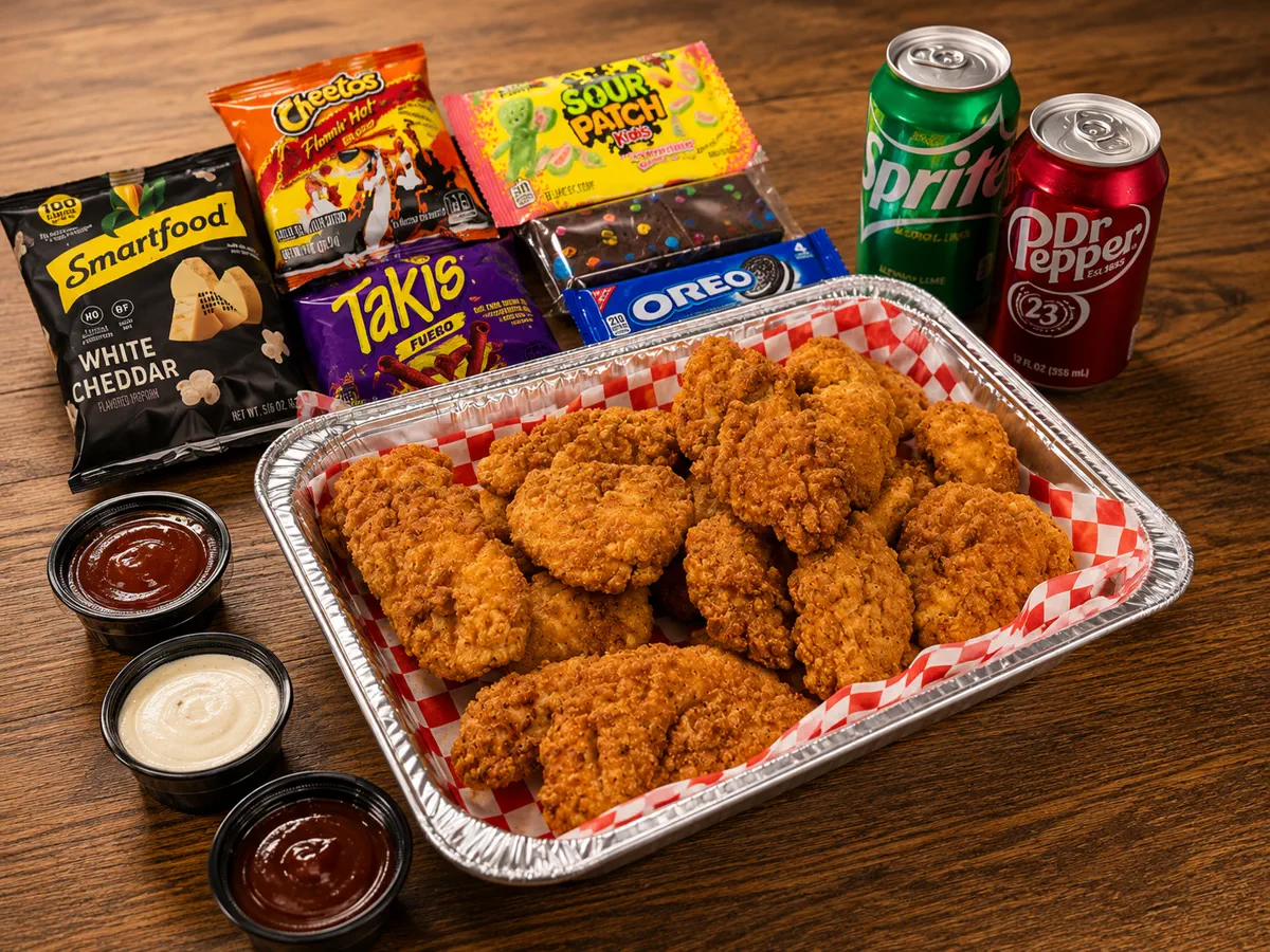 Jumbo combo box with tenders, sides, and drink